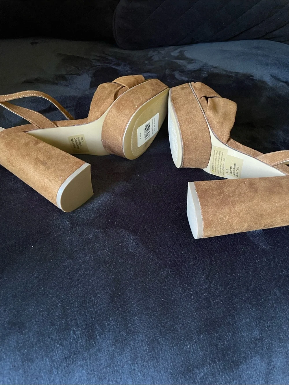 NY&C brand new Suede Knot Platform Sandals with Ankle Strap - Brown